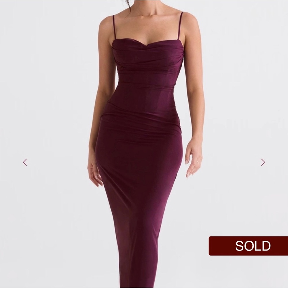 House of CB Lani Dress- Corset Maxi Dress in Plum